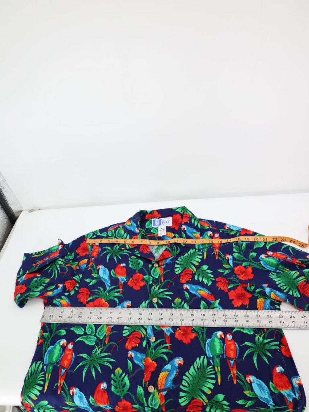 RJC Hawaiian Shirt Mens Large Cotton Parrots Floral Print Short Sleeve Button Up - Picture 10 of 10